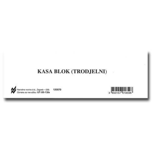 XII-13/A KASA BLOK (TRODJELNI); Blok 100 listova, 15 x 5 cm slika 2