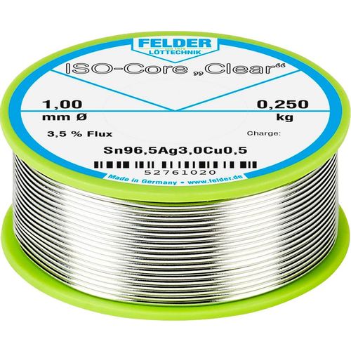 Felder Löttechnik ISO-Core ''Clear'' SAC305 lemna žica svitak  Sn96,5Ag3Cu0,5  0.250 kg 1 mm slika 2