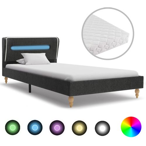 Krevet od jute s LED svjetlom i madracem tamnosivi 90 x 200 cm slika 10