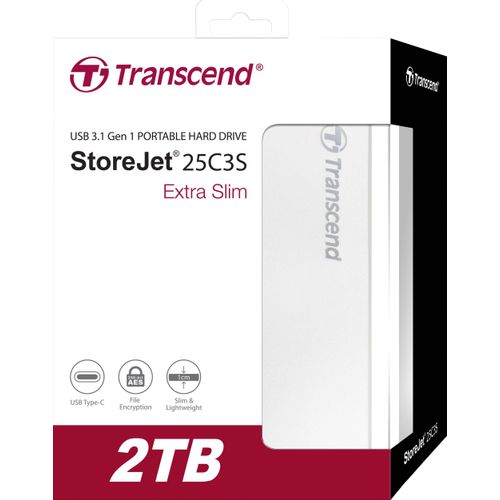 Transcend TS2TSJ25C3S External HDD 2TB Slim form factor, M3S, USB 3.1, 2.5, Anti-shock system, Backup software, 185g, Iron gray (Slim) slika 3