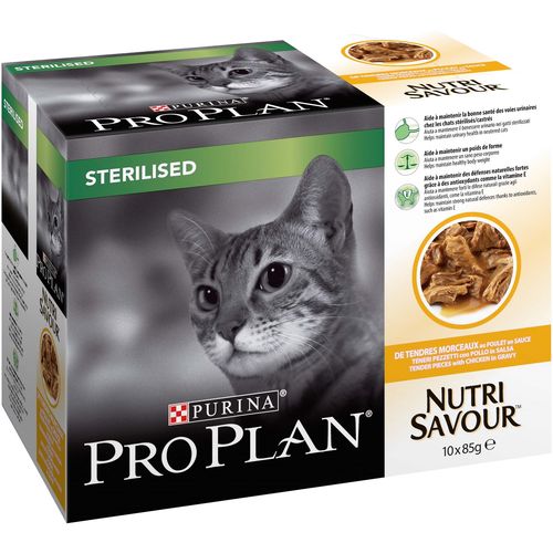 PURINA® PRO PLAN® STERILISED NUTRISAVOUR nježni komadići s piletinom u umaku, 10x85 g slika 1