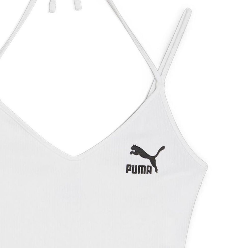 Puma Ženski kupaći gornji dio Classics Ribbed Crop, Bijela slika 3