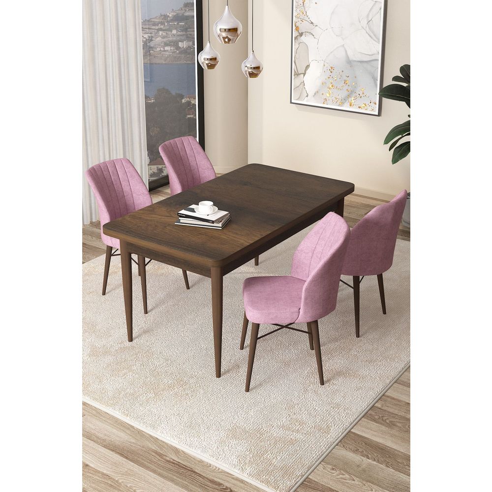 Arp - Baroque, Pink Baroque Set Trpezarijskog Stola i Stolica (5 Komada) slika 1