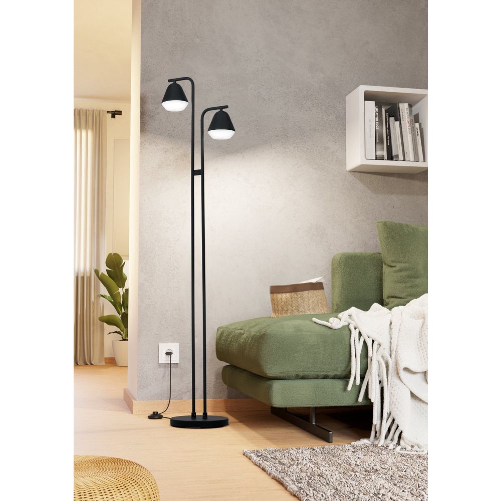 Eglo podna lampa palbieta gu10 2x2,8w crno/saten prozirno š:250mm v:1530mm slika 2