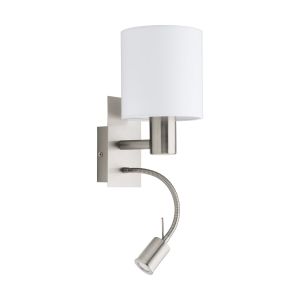 Eglo Pasteri Zidna Lampa 2, E27, LED 3,5W, Nikl-Mat/Bijela