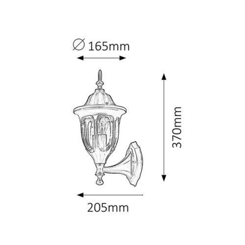 Rabalux Milano spoljna zidna lampa E27 60W crna IP43 Spoljna rasveta slika 2