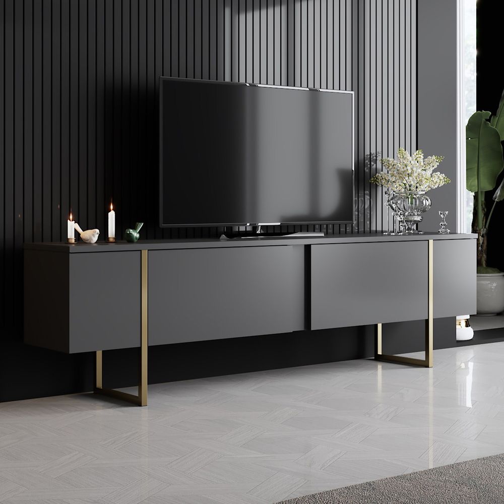 Luxe Set - Antracit, Zlatni Set Namještaja za Dnevnu Sobu slika 5