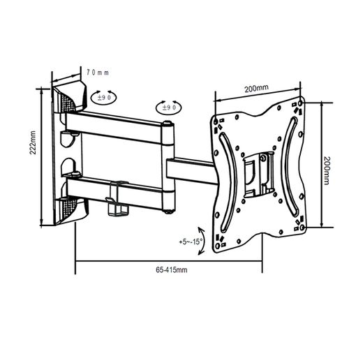 Xstand TV Arm 17-42 long Nosač za TV/nagib-15 do+5/rot.180/VESA 200X200/30kg/7- 42cm od zida slika 4