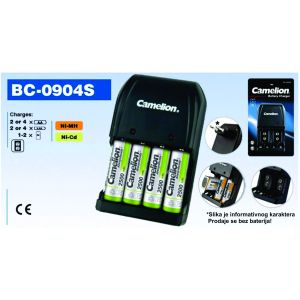 Camelion BC-0904 SM, Punjac baterija AA/AAA/9V LED indikator, Crni