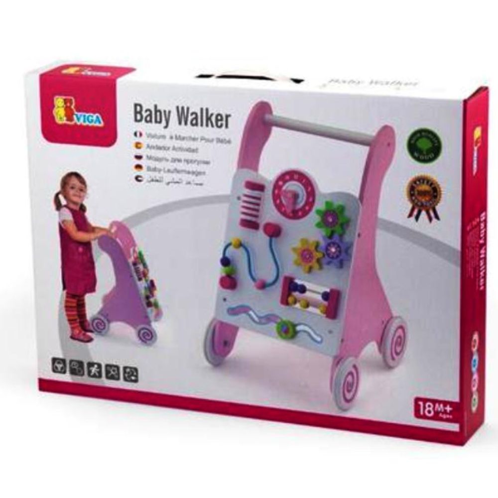 Viga Drvena guralica Baby Walker, Pink slika 4