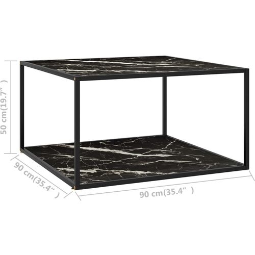 Stolić za kavu crni s crnim mramornim staklom 90 x 90 x 50 cm slika 5