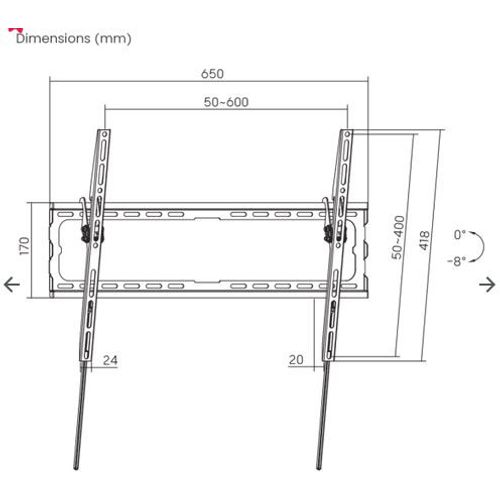 SBOX zidni stalak za TV 37“-80“/94-203 cm,do 45 kg PLB-3446T-2 slika 2