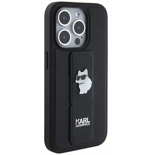 Originalna torbica KARL LAGERFELD Hardcase KLHCP14XGSACHPK za iPhone 14 Pro Max (Gripstand Saffiano choupette PIN / crna slika 4