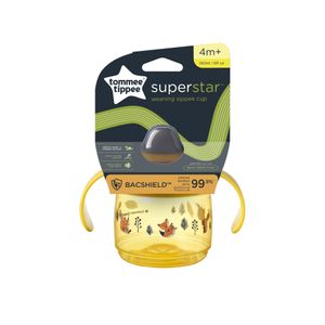 Tommee Tippee Superstar "WEANING SIPPEE" šalica s usnikom i poklopcem, 190 ml, 4MJ+, Žuta