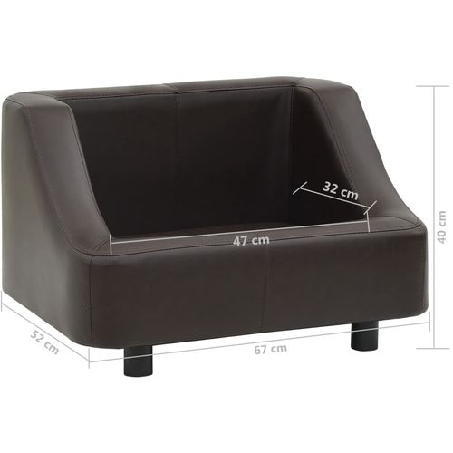 Sofa za pse smeđa 67 x 52 x 40 cm od umjetne kože slika 42