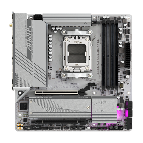 Gigabyte B650M A ELITE AX ICE AM5, B650, Supports AMD Ryzen 7000 Series Processors, 4x DDR5, 1* PCIe 5.0 x4 and 1* PCIe 4.0 x4 M.2 Connector slika 4