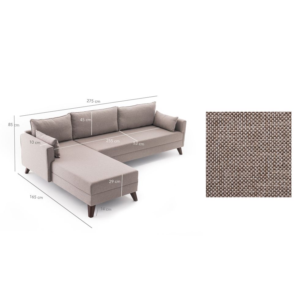 Bella ugaona sofa Lijevi 1 - krem boja slika 7