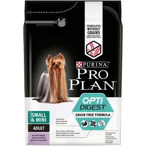 PRO PLAN Small&Mini, Sensitive Skin, OptiDigest, bez žitarica, bogato puretinom, 2,5kg