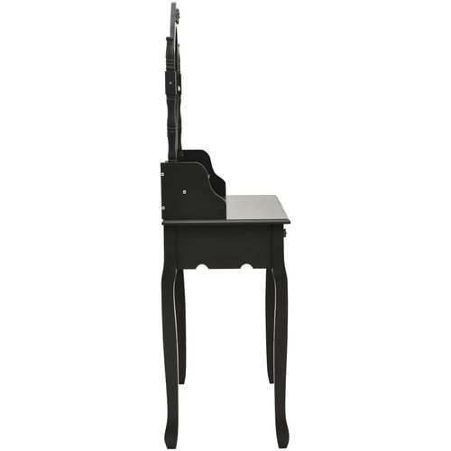 Toaletni stolić sa stolcem crni 75x69x140 cm od drva paulovnije slika 36