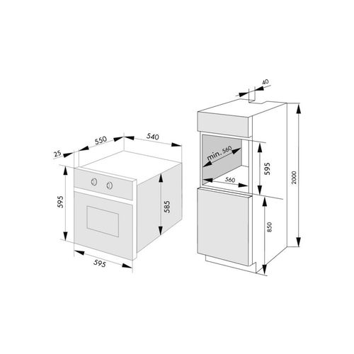 Amica Ugradbena Pećnica BOC 4512 (56032) - Električna Pećnica s 9 Funkcija slika 2