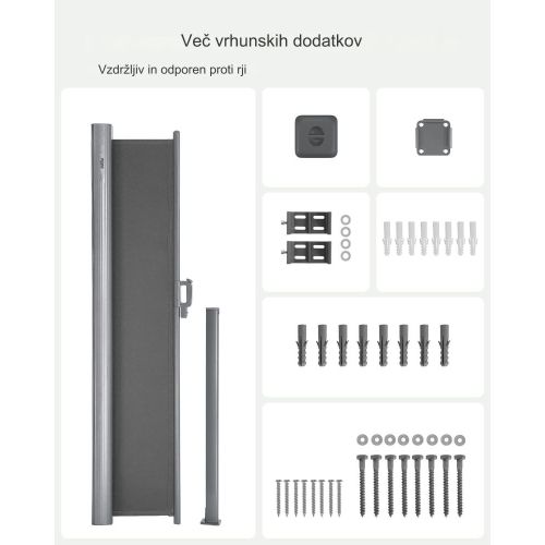 SONGMICS Bočni sjenilo 160 x 350 cm antracit, GSA165G02 slika 2