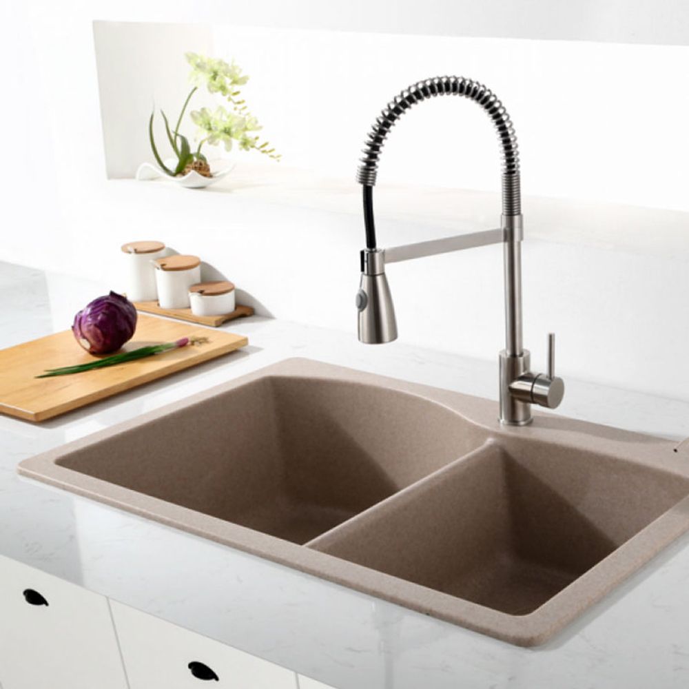 Inter Ceramic sudoper usadni pravokutni sa desnim ocjeđivačem 50x78x20 cm + sifon, granit pijesak slika 2