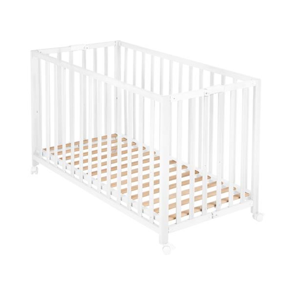 Roba Kids Drveni sklopivi krevetac 60x120 cm, Bijeli slika 1