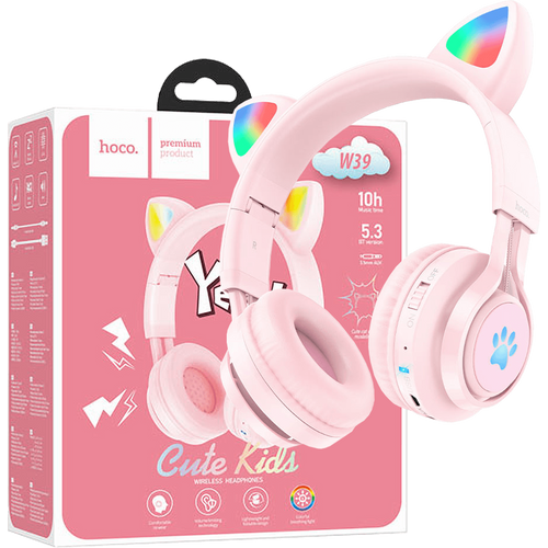 hoco. Bežične stereo slušalice, Bluetooth v5.3, 400mAh - W39 slušalice Mačje uši,Pink slika 2