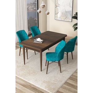 Arp - Baroque, Tirkizni Barokni Set Trpezarijskog Stola i Stolica (5 Komada)