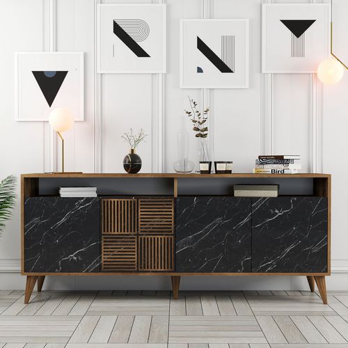 Milan - Walnut, Black Marble Walnut
Black Console slika 1