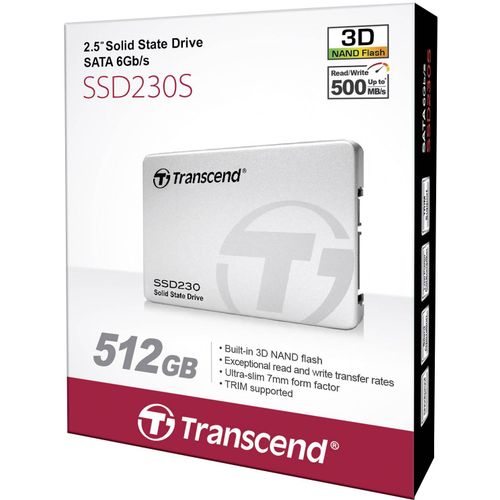 Transcend TS512GSSD230S 2.5" 512GB SSD, SATA III, 230S Series, 3D NAND TLC, Read 560MB/s, Write 520MB/s, 6.8mm slika 3