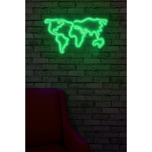 Wallity Zidna dekoracije svijetleća WORLDzeleni, World Map - Green slika 12