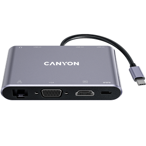 CANYON 8 u 1 USB-C Hub, Tamno siva