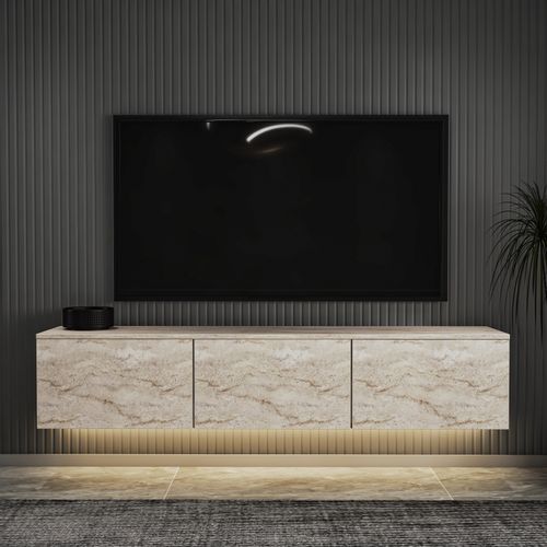 Woody Fashion TV stalak NEON ILLUMINATED, boja Travertine slika 1