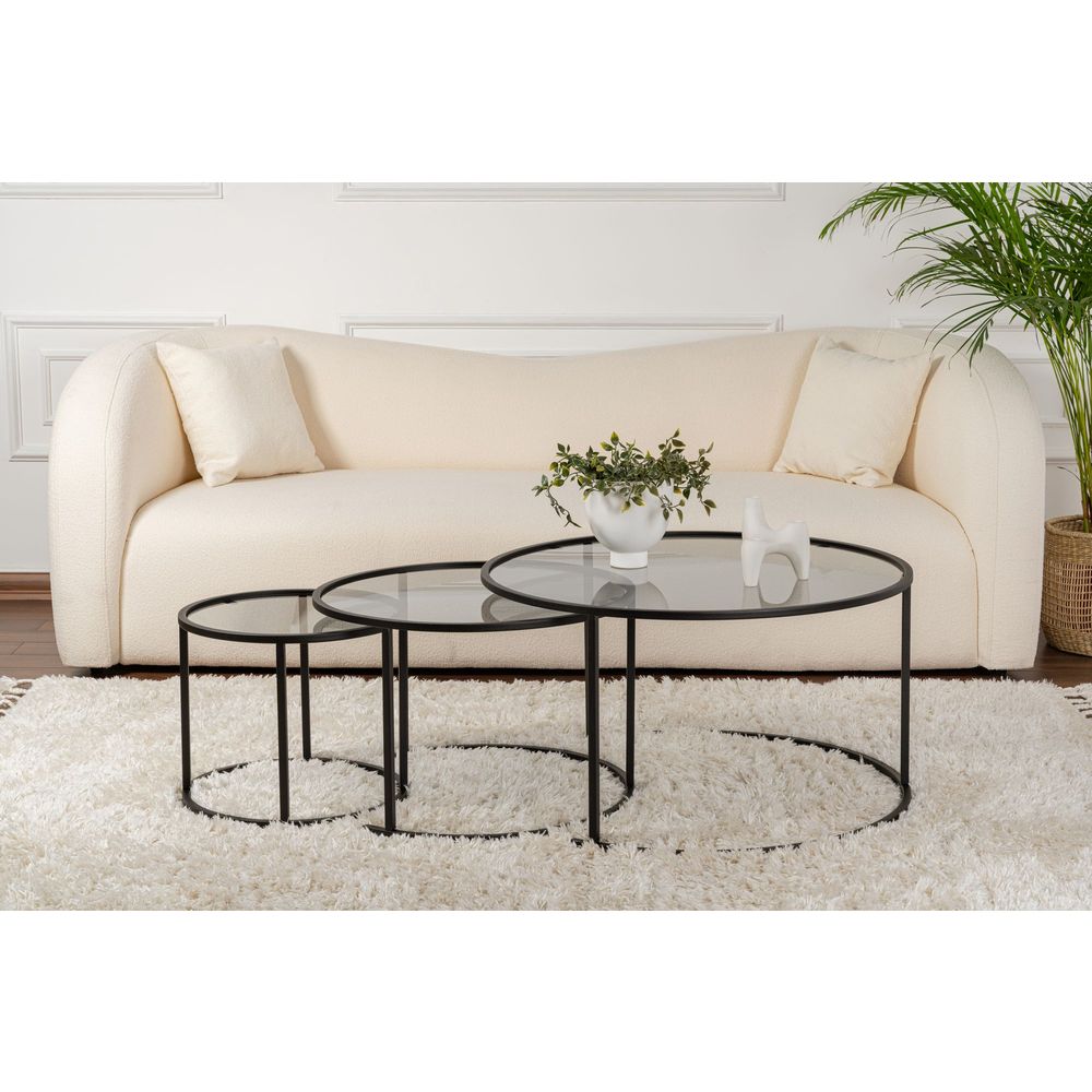 Set od 3 stolića za kafu Aurum - 80, 60, 42 -  boje crna i siva slika 2