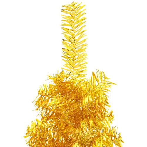Tanka umjetna polovica božićnog drvca sa stalkom zlatna 180 cm slika 6