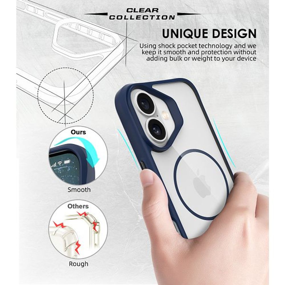 MM TPU IPHONE 17 - DROP-PROOF COMBAT X BLACK-BLUE MAGSAFE SLIM slika 3
