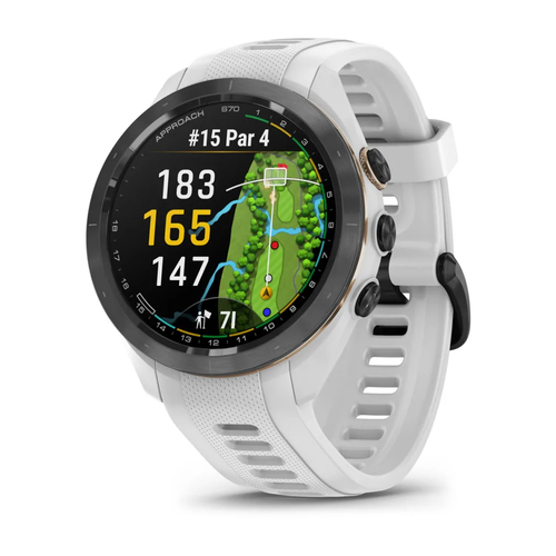 Garmin Approach S70, 42 mm, crni keramički okvir s bijelim silikonskim remenom slika 1