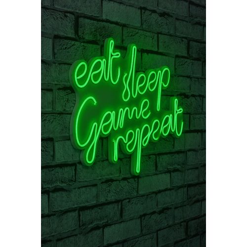 Wallity Ukrasna plastična LED rasvjeta, eat sleep game repeat - Green slika 1