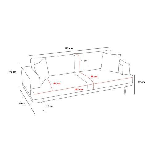 Atelier Del Sofa Liva - Anthracite Anthracite 3-Seat Sofa slika 10