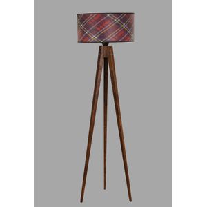 Tripod ceviz lambader silindir 03 abajurlu Multicolor Floor Lamp