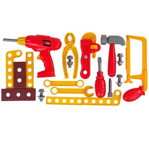 Dječji DIY set s alatom u kutiji, crveno-žuti slika 3