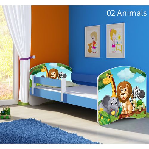 Dječji krevet ACMA s motivom, bočna plava 160x80 cm 02-animals slika 1