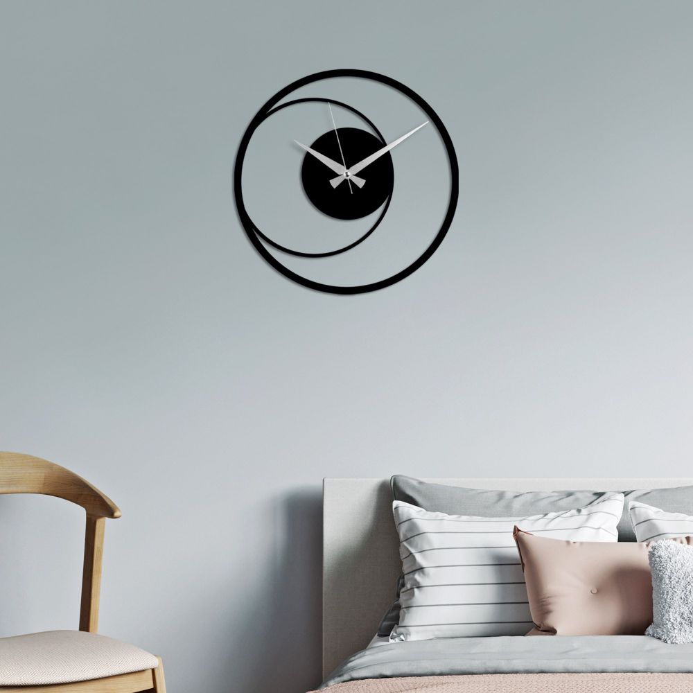 Decorative metal wall clock Circle 15, colour: black slika 4