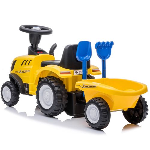 Dječji traktor guralica s prikolicom New Holland žuti slika 4