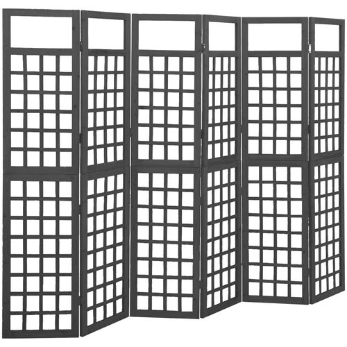 Sobna pregrada / rešetka sa 6 panela jelovina 242,5x180 cm crna slika 7