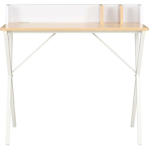 Radni stol bijela i prirodna boja 80 x 50 x 84 cm slika 2