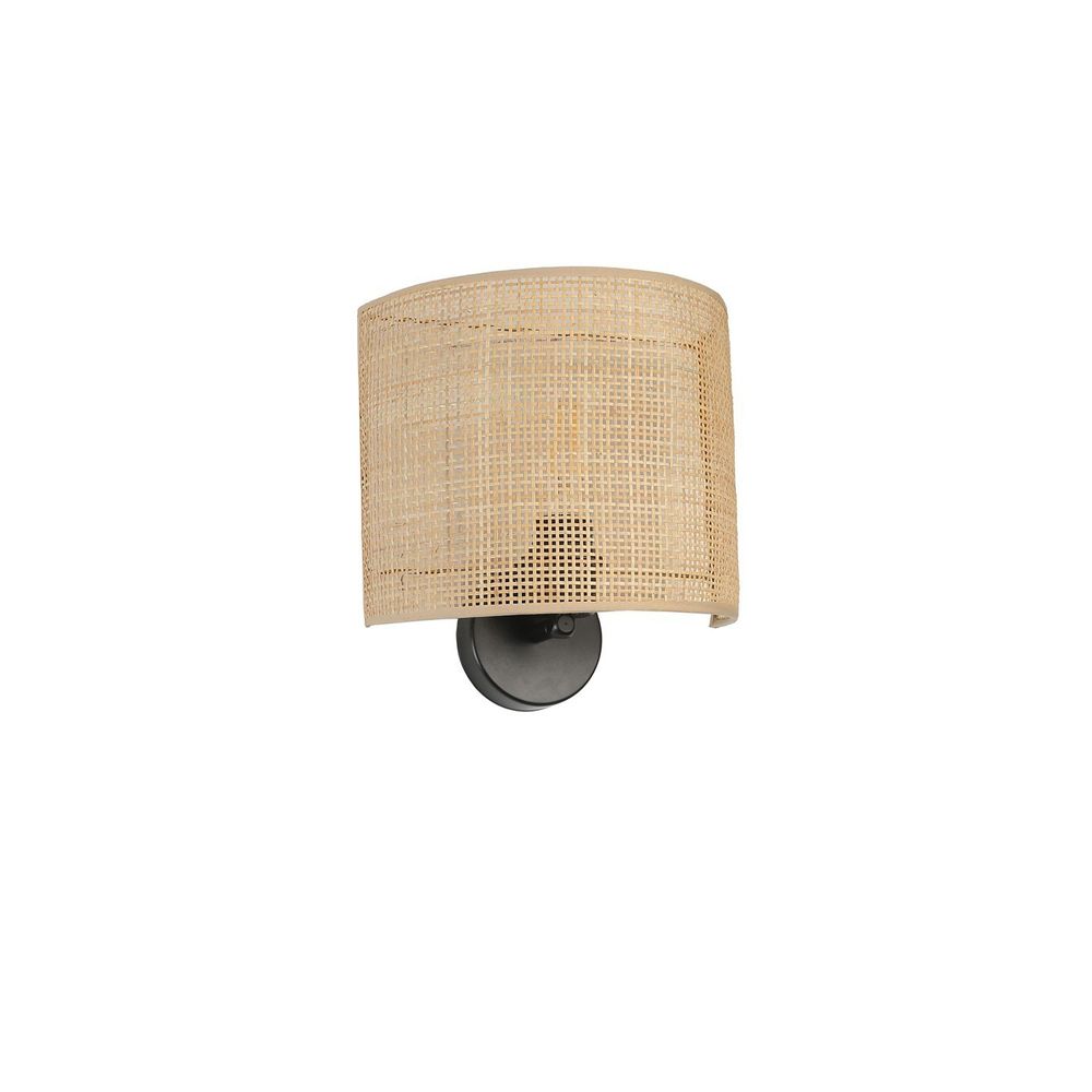 Örgülü Rattan Abajurlu Oval Aplik - Bež/Black Wall Lamp slika 4