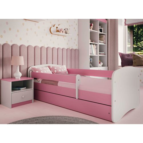 Drveni dječji krevet Perfetto s ladicom - rozi - 160x80cm slika 1