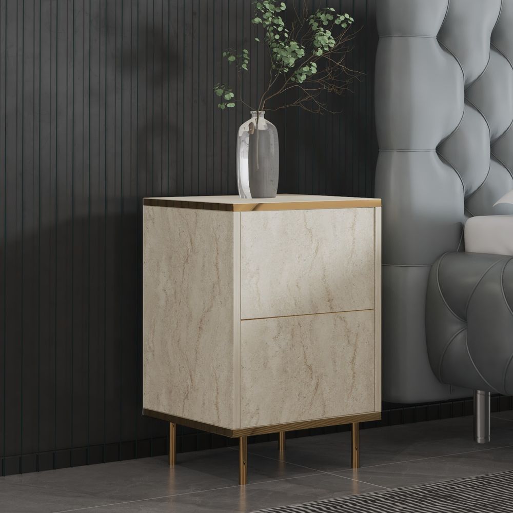 Imaj - Travertine, Gold Travertine Noćni Stolić slika 2